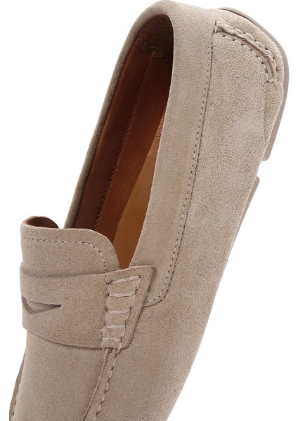 Erkek Bej Süet Deri Loafer 25SFD630310