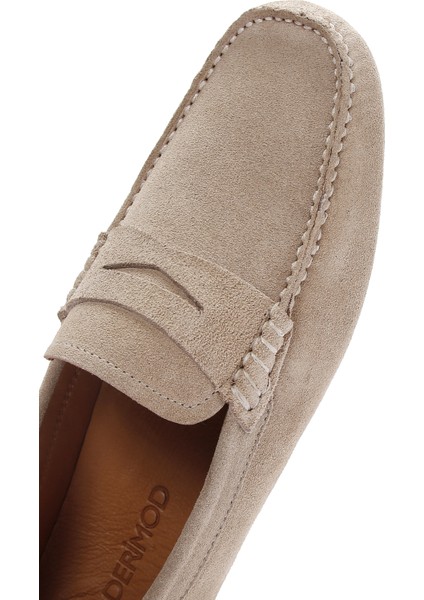 Erkek Bej Süet Deri Loafer 25SFD630310