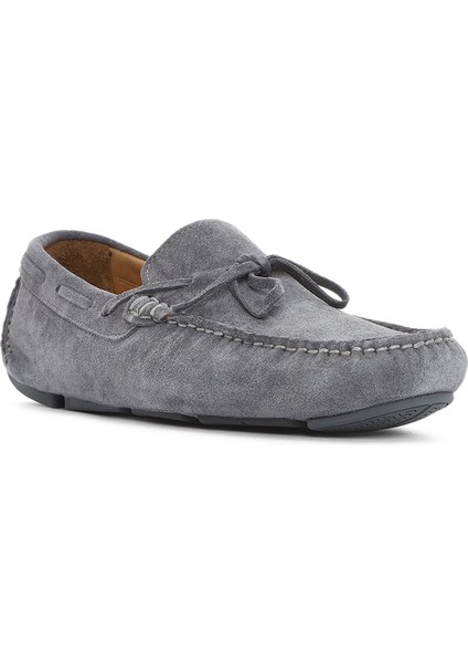 Erkek Gri Süet Deri Loafer 25SFD630410