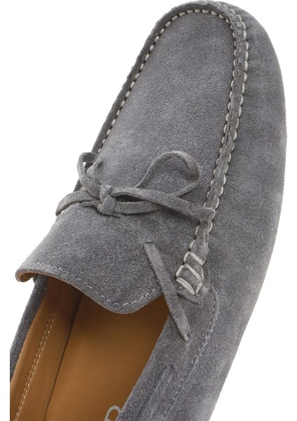 Erkek Gri Süet Deri Loafer 25SFD630410