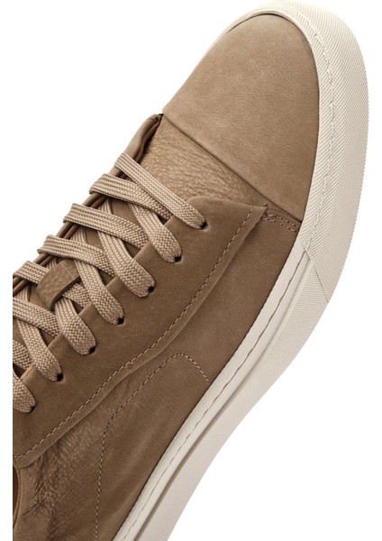 Erkek Bej Bağcıklı Deri Sneaker 25SFD6105V3
