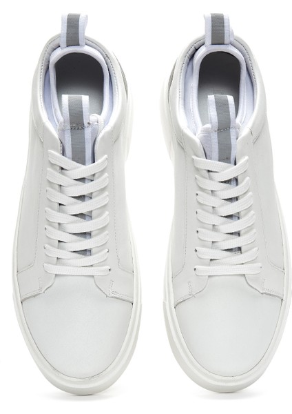 Erkek Beyaz Bağcıklı Deri Sneaker 25SFD610318