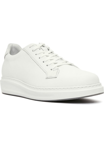 Erkek Beyaz Bağcıklı Deri Sneaker 25SFD610118