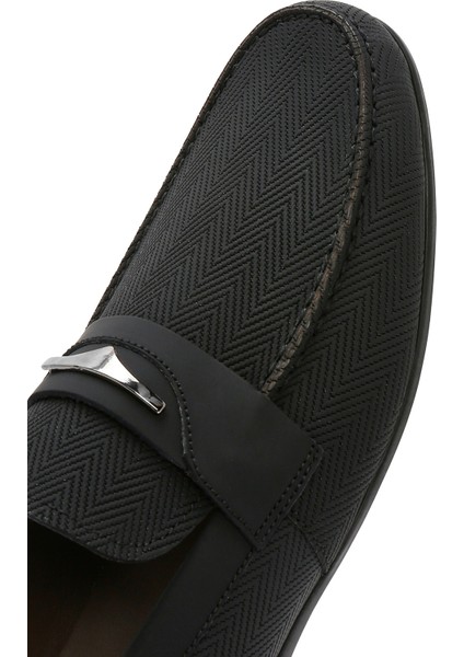 Erkek Siyah Deri Casual Loafer 25SFD6003V3
