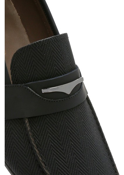 Erkek Siyah Deri Casual Loafer 25SFD6003V3
