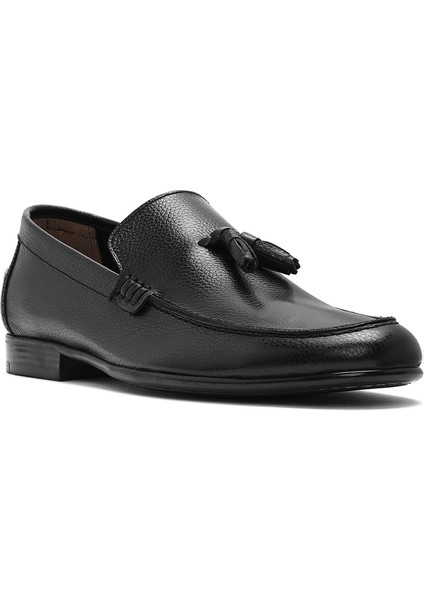 Erkek Siyah Püsküllü Deri Casual Loafer 25SFD6004FT