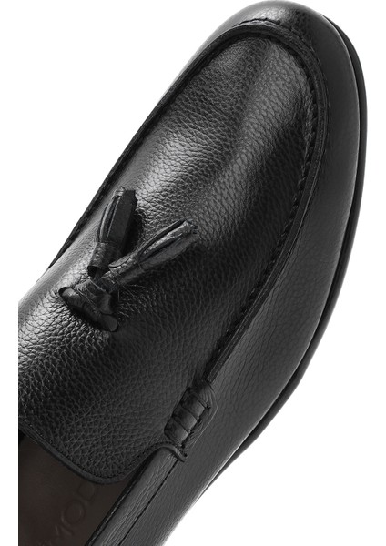 Erkek Siyah Püsküllü Deri Casual Loafer 25SFD6004FT