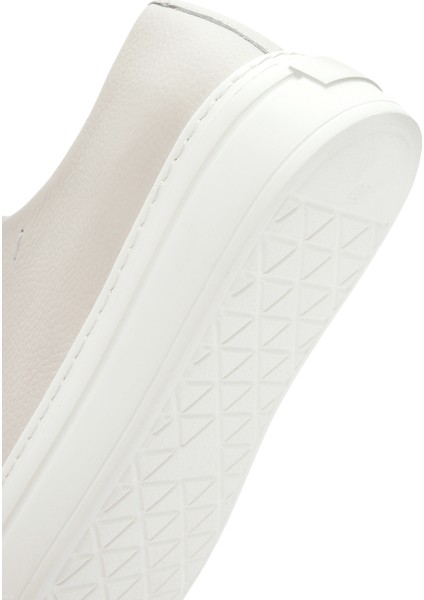 Erkek Beyaz Bağcıklı Kalın Tabanlı Deri Sneaker 25SFD6107FT