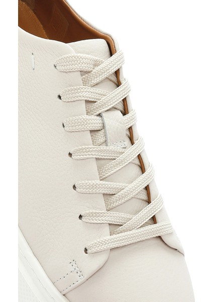 Erkek Beyaz Bağcıklı Kalın Tabanlı Deri Sneaker 25SFD6107FT