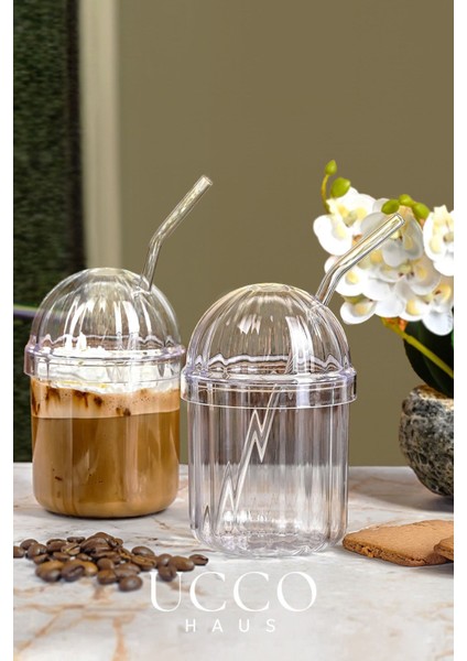 2'li Kristal Plastik Pinterest Bardak, Cam Pipetli, Renkli, Çeşitli Içecek Sunum Seti fırsatları