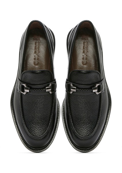 Erkek Siyah Deri Klasik Loafer 25SFD6009FT