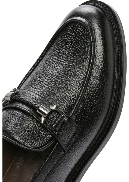 Erkek Siyah Deri Klasik Loafer 25SFD6009FT