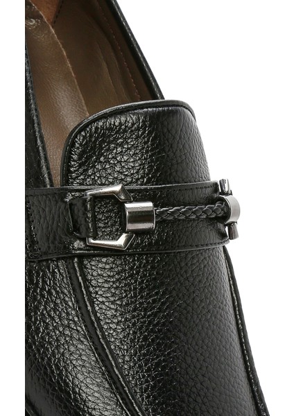 Erkek Siyah Deri Klasik Loafer 25SFD6009FT