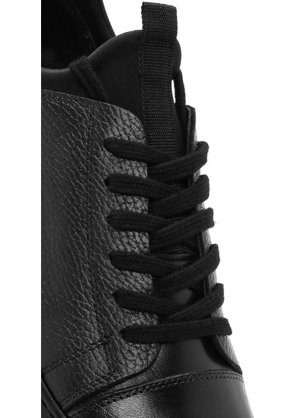 Erkek Siyah Bağcıklı Deri Sneaker 25SFD6300FT
