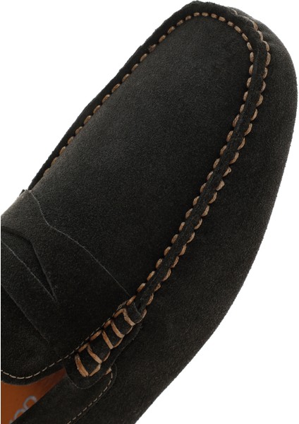 Erkek Haki Süet Deri Loafer 25SFD630310