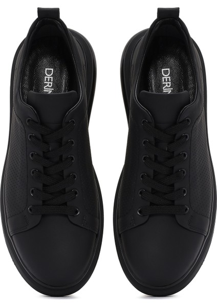 Erkek Siyah Bağcıklı Deri Sneaker 25SFD6405DI