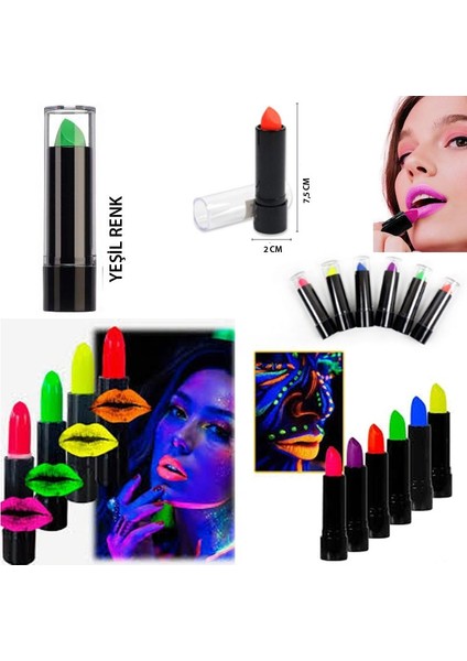 Karanlıkta Parlayan Neon Glow Ruj Uv Floresan Işık Duyarlı Ruj Yeşil Renk 1 Adet Retro