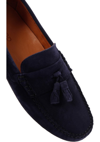Erkek Lacivert Süet Deri Loafer 25SFD630510