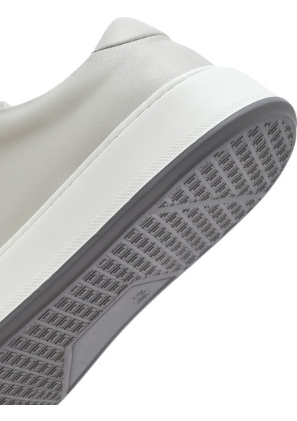 Erkek Beyaz Kalın Tabanlı Bağcıklı Deri Sneaker 25SFD630718