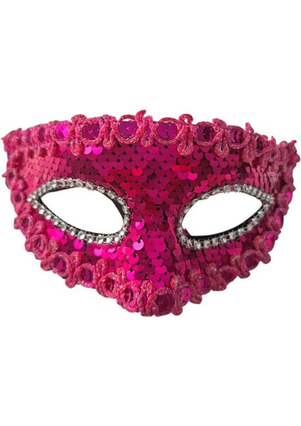 Arkadan Lastikli Pembe Renk Pullu Parti Maskesi Lüks 1 Adet
