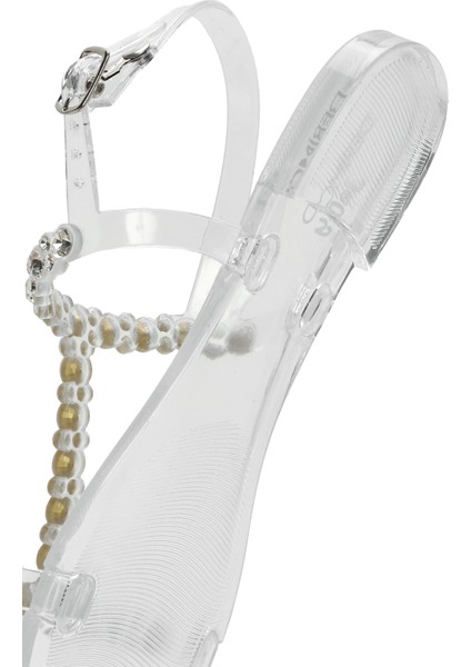 Kadın Şeffaf Jelly Arkadan Tokalı Taşlı Sandalet 25SFE4927PV