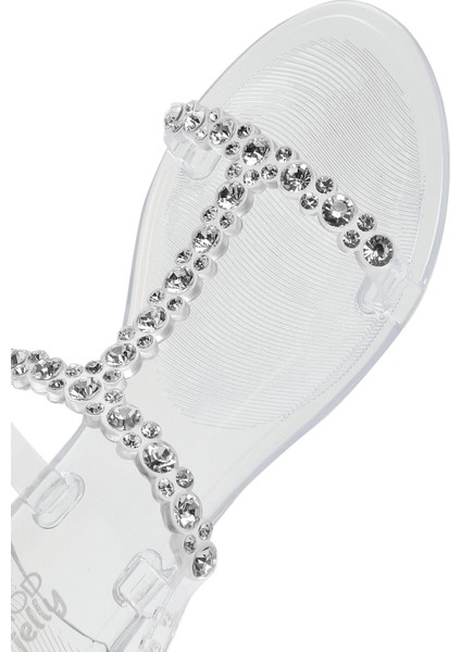 Kadın Şeffaf Jelly Arkadan Tokalı Taşlı Sandalet 25SFE4927PV