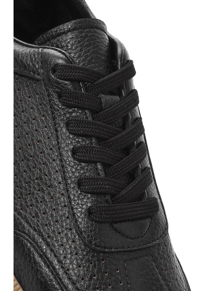 Erkek Siyah Bağcıklı Deri Sneaker 25SFD7507FT