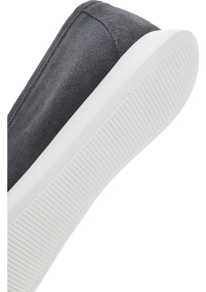 Erkek Gri Püsküllü Süet Deri Casual Loafer 25SFD750310