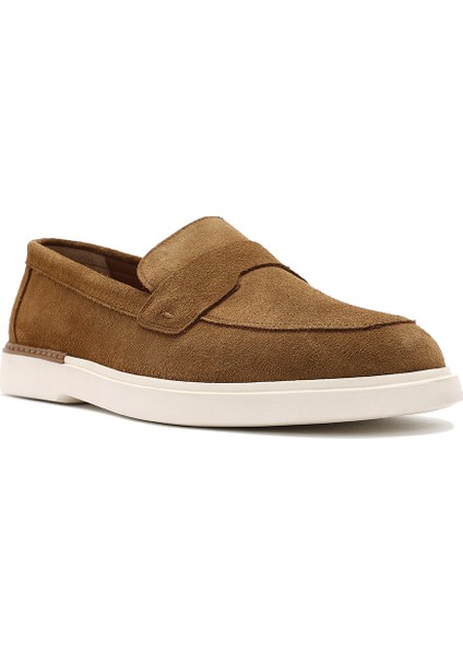 Erkek Taba Süet Deri Casual Loafer 25SFD750210