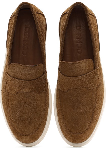 Erkek Taba Süet Deri Casual Loafer 25SFD750210