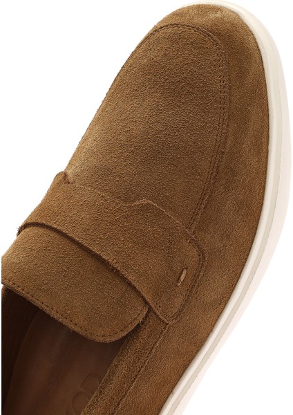 Erkek Taba Süet Deri Casual Loafer 25SFD750210