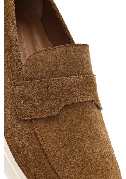 Erkek Taba Süet Deri Casual Loafer 25SFD750210