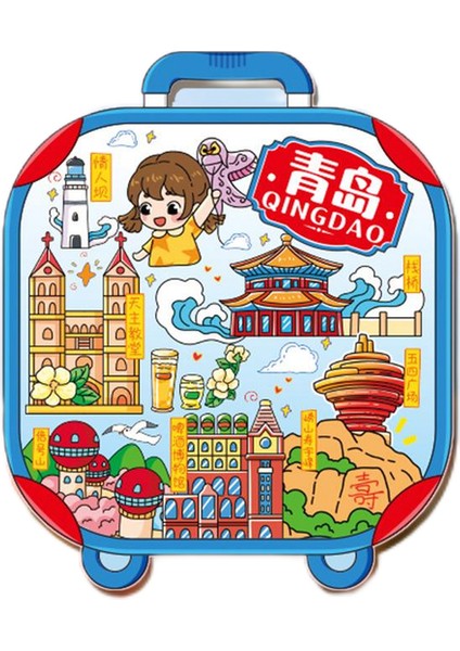 0260QINGDAO, Çin Seyahat Hediyelik Buzdolabı Çıkartmaları (Yurt Dışından)