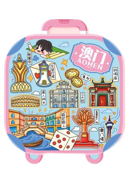 0301MAKAO, Çin Seyahat Hediyelik Buzdolabı Çıkartmaları (Yurt Dışından)