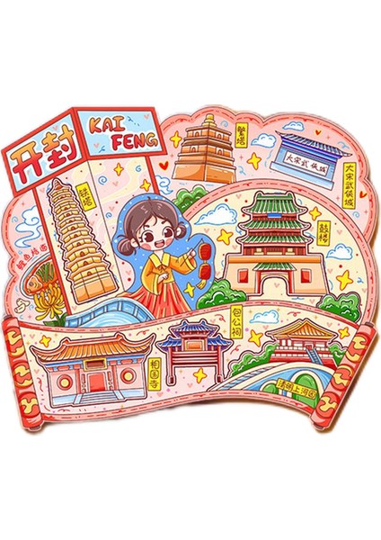 0222ÇIN Kaifeng Seyahat Hediyelik Buzdolabı Çıkartmaları (Yurt Dışından)