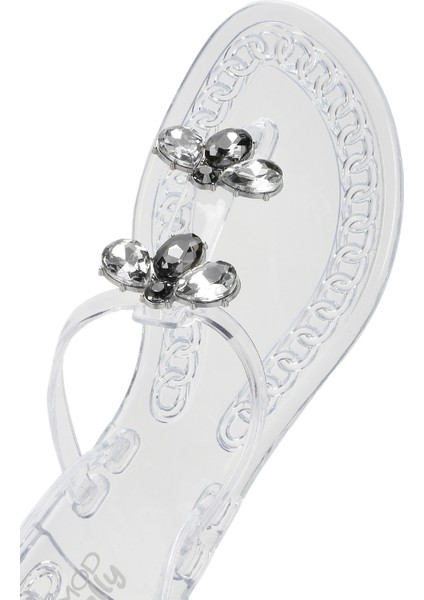 Kadın Şeffaf Jelly Arkadan Tokalı Taşlı Sandalet 25SFE4928PV