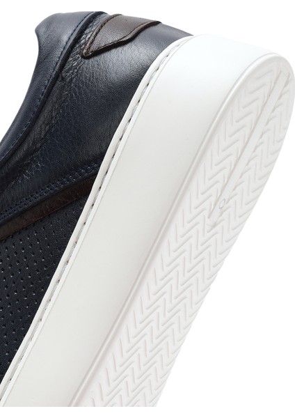 Erkek Lacivert Bağcıklı Deri Sneaker 25SFD750818