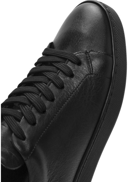 Erkek Siyah Bağcıklı Deri Sneaker 25SFD640118