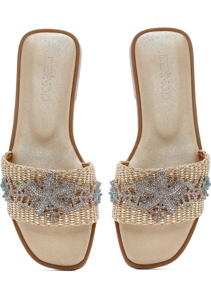 Kadın Altın Taşlı Terlik 25sfe450914