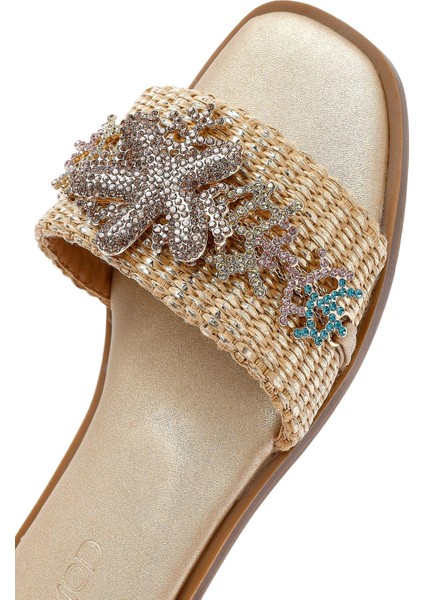 Kadın Altın Taşlı Terlik 25sfe450914