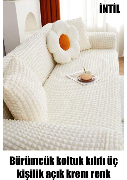 Bej 3 Kişilik Koltuk Örtüsü, Kanepe ve Çekyat Kılıfı, Şık ve Koruyucu Tasarım