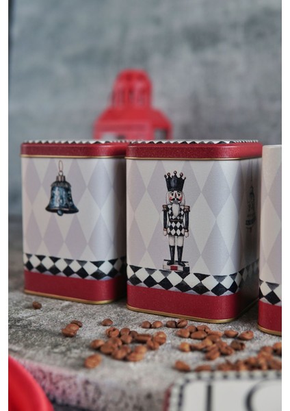 Çok Renkli Kare Metal Saklama Kabı Seti, 8.7X8.7X12.5 Cm, 3'lü modelleri