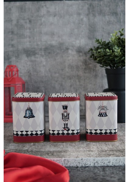 Çok Renkli Kare Metal Saklama Kabı Seti, 8.7X8.7X12.5 Cm, 3'lü indirimleri