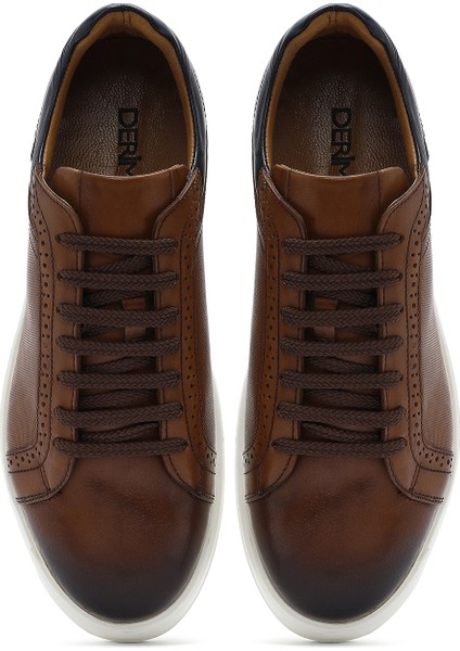 Erkek Taba Bağcıklı Deri Sneaker 25SFD6204FT