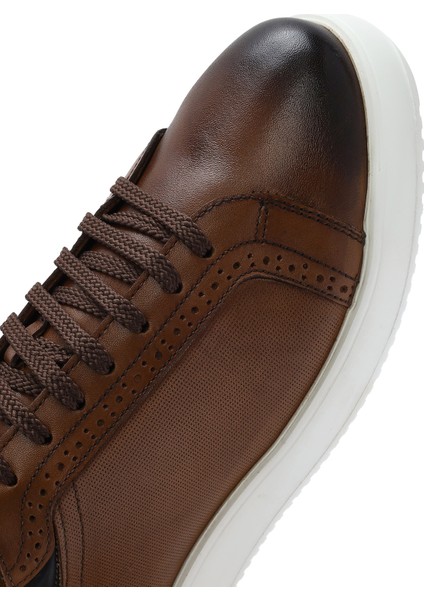 Erkek Taba Bağcıklı Deri Sneaker 25SFD6204FT