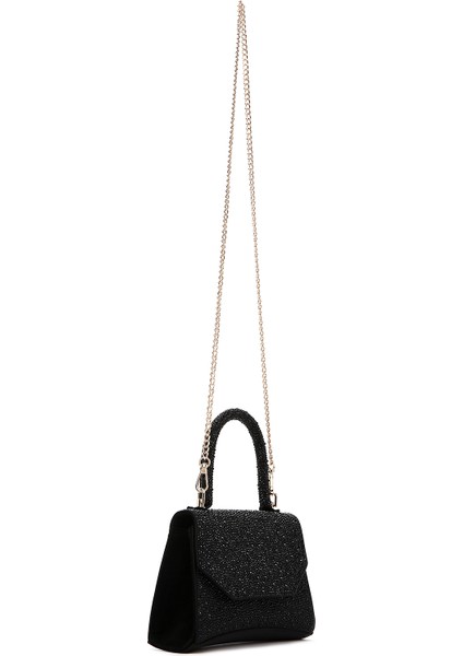 Kadın Siyah Uzun Zincir Askılı Taşlı Abiye Çapraz Çanta 25SBD2951TS