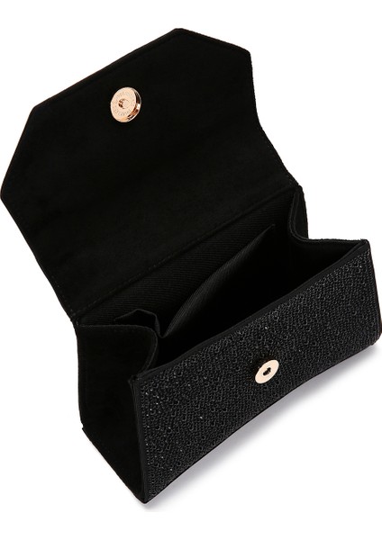 Kadın Siyah Uzun Zincir Askılı Taşlı Abiye Çapraz Çanta 25SBD2951TS