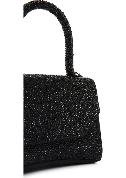 Kadın Siyah Uzun Zincir Askılı Taşlı Abiye Çapraz Çanta 25SBD2951TS