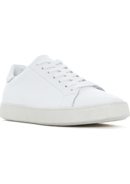 Erkek Beyaz Bağcıklı Deri Sneaker 25SFD640118