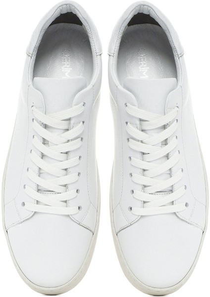 Erkek Beyaz Bağcıklı Deri Sneaker 25SFD640118